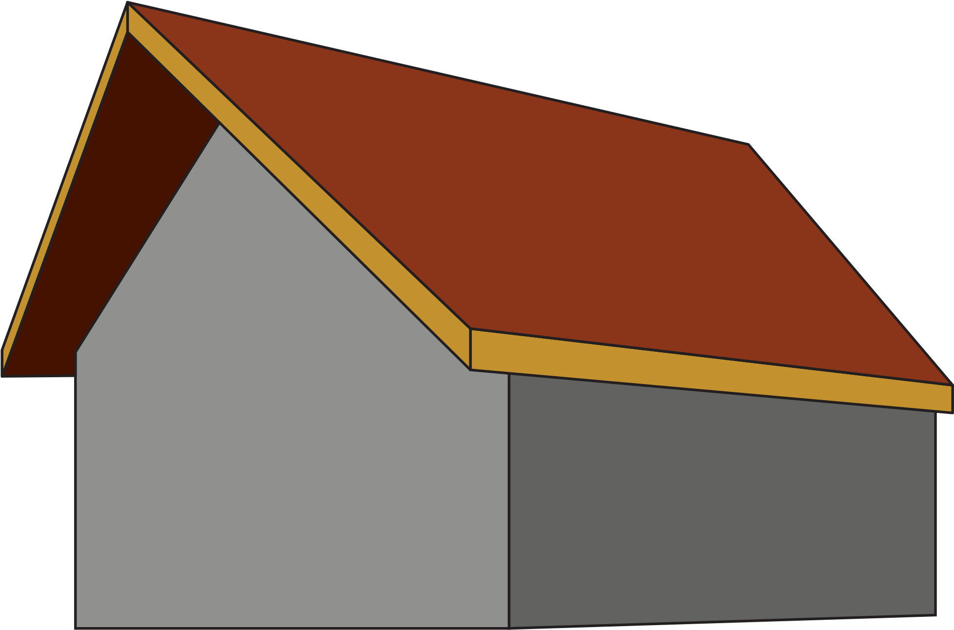 Prow Or "winged" Gable Roof - Gable Roof (2000x1339), Png Download
