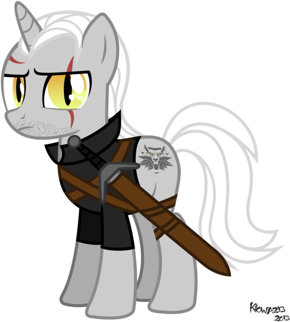 Kiowa213, Beard, Clothes, Crossover, Geralt Of Rivia, - Geralt Of Rivia Pony (600x656), Png Download
