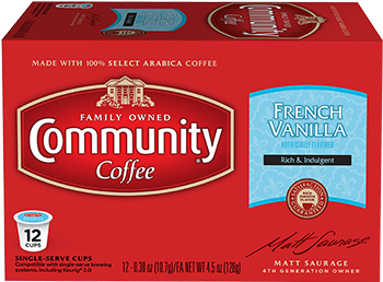 French Vanilla Coffee Pods 12 Count Compatible With - Community Coffee House Blend Coffee Keurig K Cup (600x400), Png Download