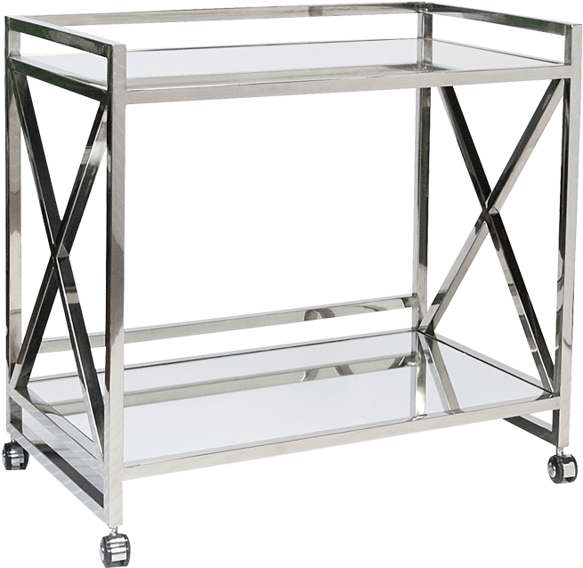 Silver Mirror Bar Cart (800x800), Png Download