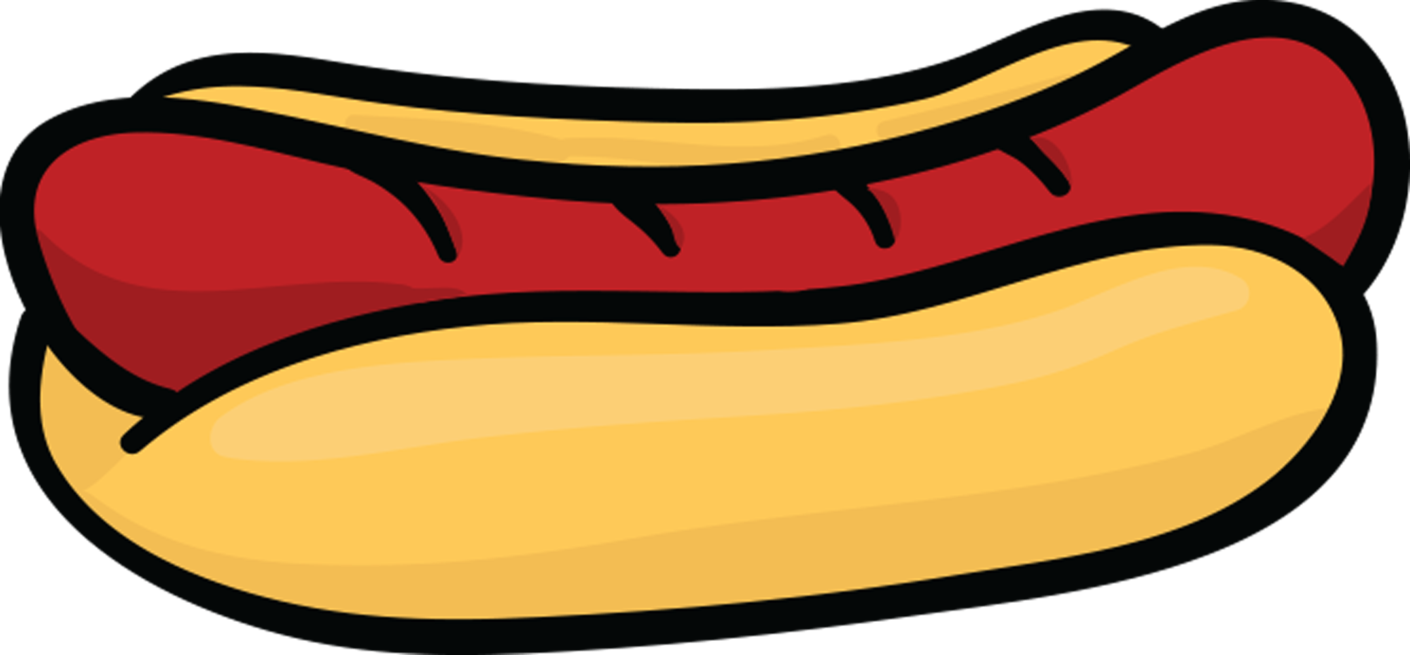 Junk Food Sticker & Emoji Pack For Imessage Messages - Hot Dog Bun Cartoon (2000x929), Png Download