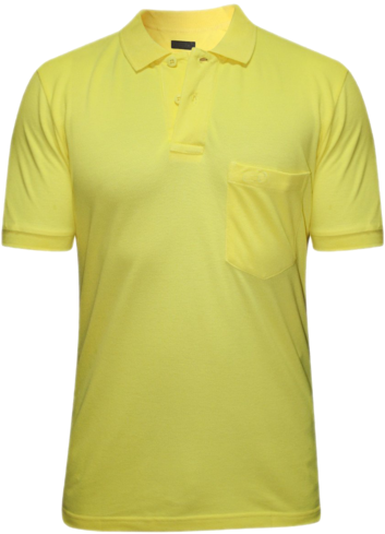Collar Pocket T-shirt - Yellow Polo T Shirts With Pocket (375x500), Png Download