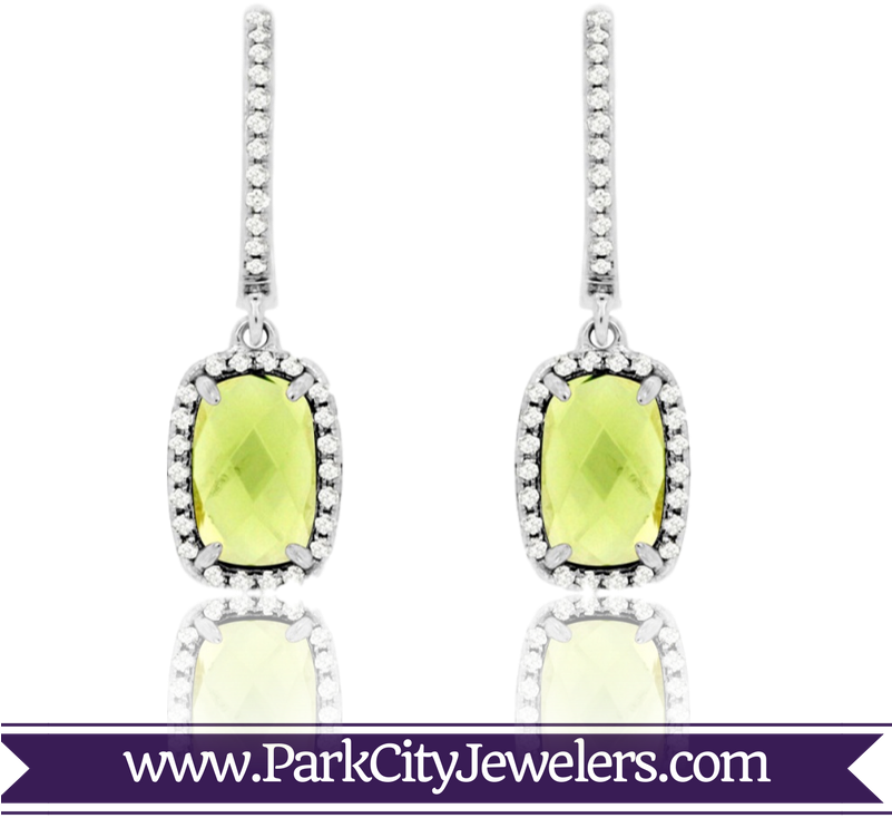 Peridot And Diamond Earrings - Green Amethyst Diamond White Gold Ring (800x800), Png Download