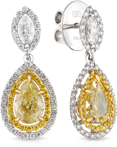 18ct Yellow Gold And Platinum Pear Diamond Earring - Earring (630x630), Png Download
