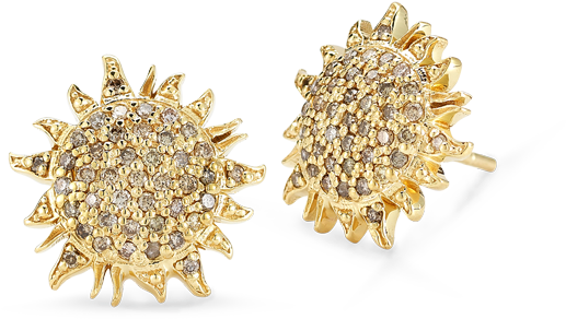 Roberto Coin Tiny Treasures 18k Yellow Gold Sun - Roberto Coin Yellow Gold & Cognac Diamond Stud (1600x1600), Png Download