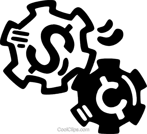 Money Gears Royalty Free Vector Clip Art Illustration - Currency Symbol (480x439), Png Download