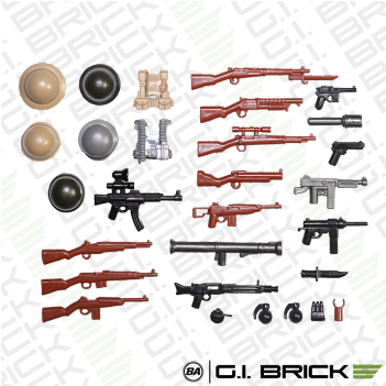 Gi Brick / Brickarms World At War Pack - Brickarms Flintlock Pistol (brown) (850x350), Png Download