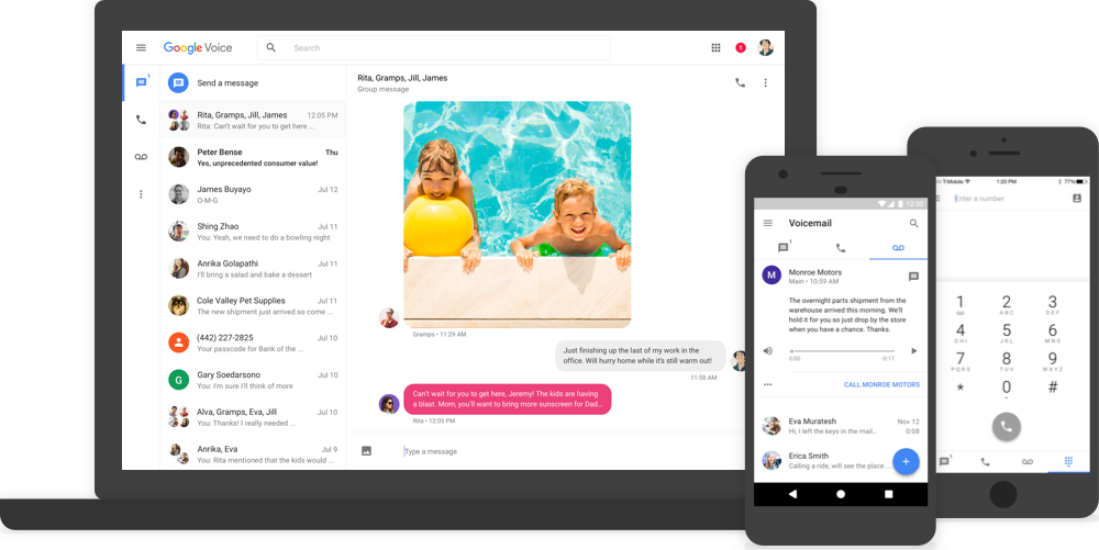 Send Messages On Computers - New Google Voice (1000x501), Png Download