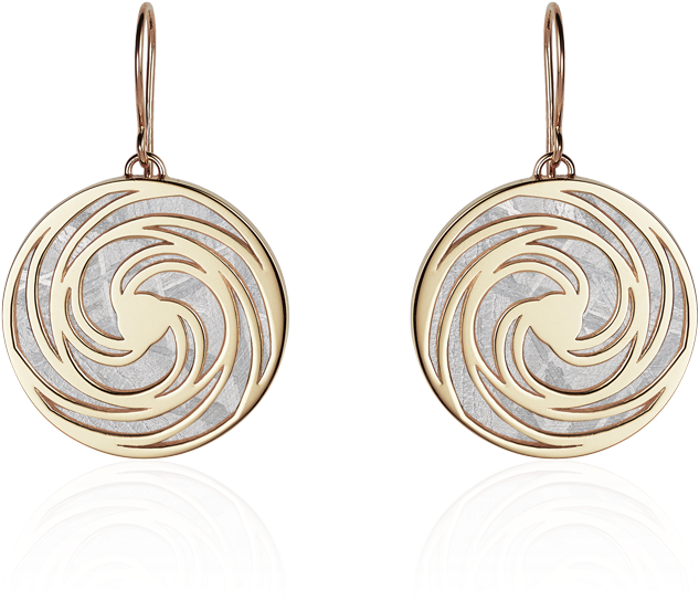 Meteorite Crop Circle Swirl Earrings In Yellow Gold - Earrings (1000x1000), Png Download