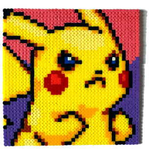 Angry Pikachu Perler Portrait By Aenea-jones - Angry Pikachu Sprite (430x350), Png Download