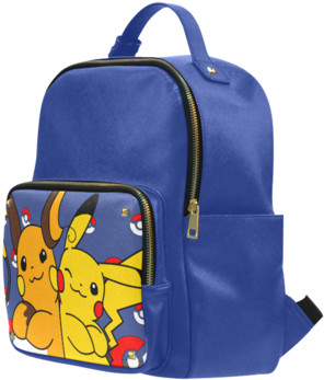 Pokemon Pikachu Print Leather School Backpack - Backpack (480x480), Png Download
