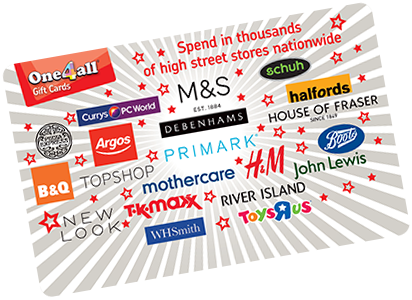 These Terms And Conditions Shall Be Governed By English - One4all Gift Card Spend Here £10 (412x300), Png Download