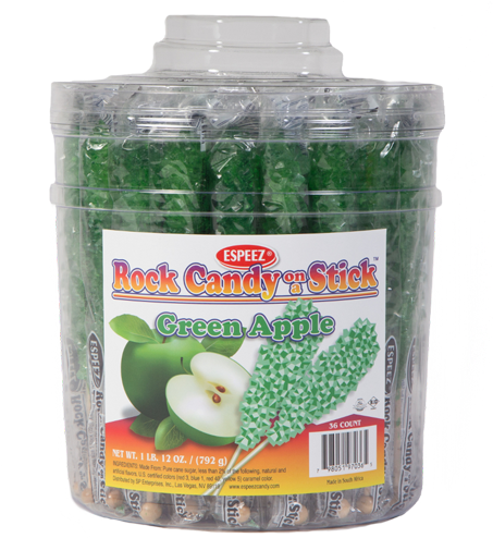 Green Apple Rock Candy Crystal Sticks - Green Apple Rock Candy On A Stick (36 Pack) (500x500), Png Download