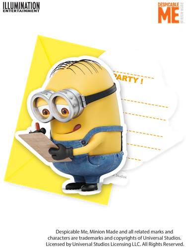 Minions Party Invitations Larger Photo - Minions Invitation Cards And Envelope 6 Pieces (375x500), Png Download