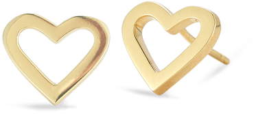 Roberto Coin Tiny Treasures 18k Yellow Gold Heart - Small Heart Gold Earring (1600x1600), Png Download