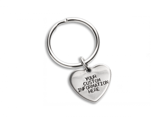Stainless Steel Small Heart Shape Key Id Tag - Keychain (540x417), Png Download