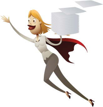 Character Flying With Paper Stack - Auckland (350x350), Png Download