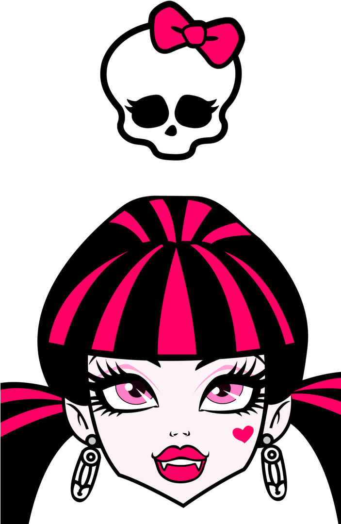Monster High - Girly Skull Shower Curtain (702x1138), Png Download