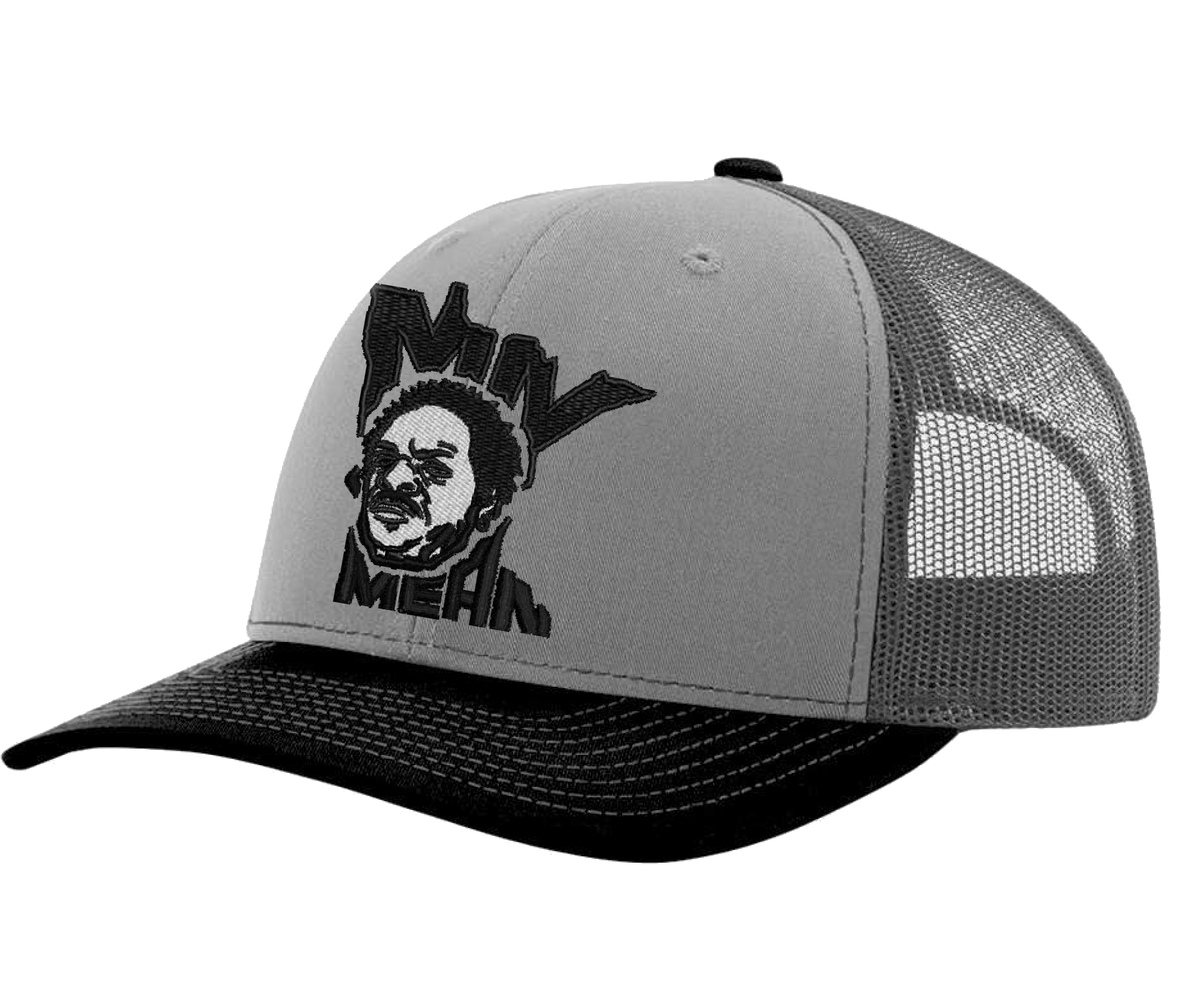 Mn Mean Truthful Trucker Cap - Richardson 112 Grey Charcoal Black (2100x2100), Png Download