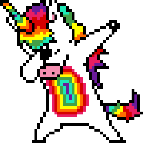 Dabbing Unicorn Omggggggggggggggg - Pixel Art A Imprimer (1200x1200), Png Download