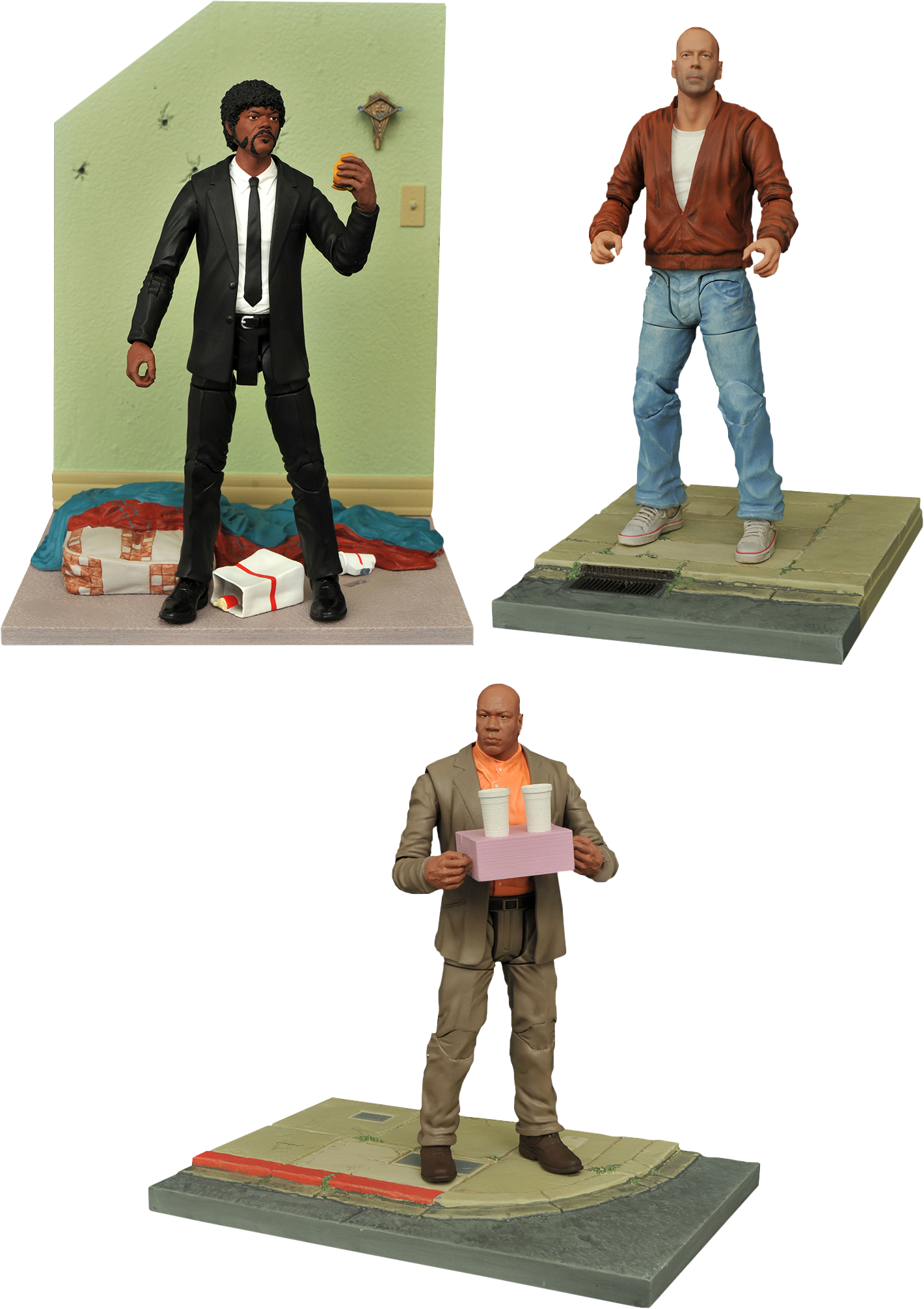 Series 1 7” Action Figure Bundle Of 3 By Diamond Select - Diamond Select Pulp Fiction (1420x2012), Png Download