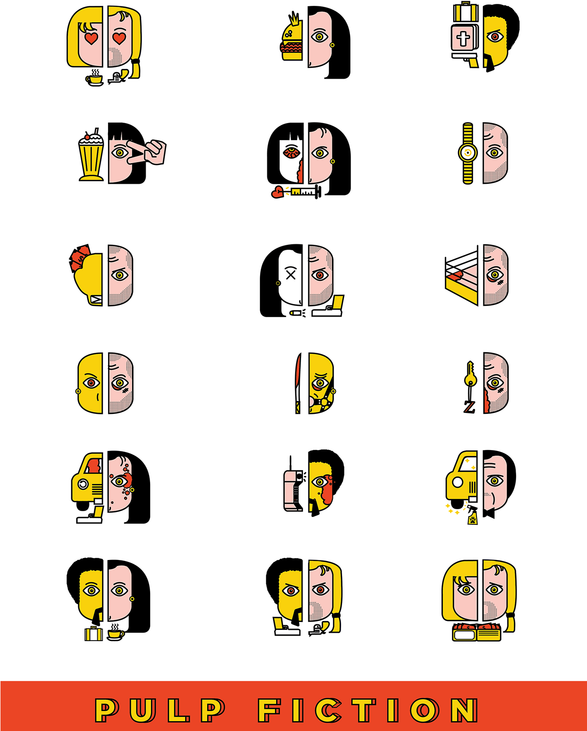 Pulp Fiction Icons (1200x1557), Png Download