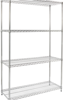 Wire Mesh Bookcase Top Industrial Post Steel Wire Shelving, - Nexel Starter Shelving Unit Wire 18w 5 18547n (409x339), Png Download