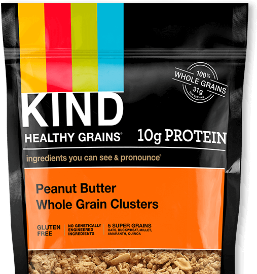 Peanut Butter Whole Grain Clusters - Kind Granola (1334x564), Png Download