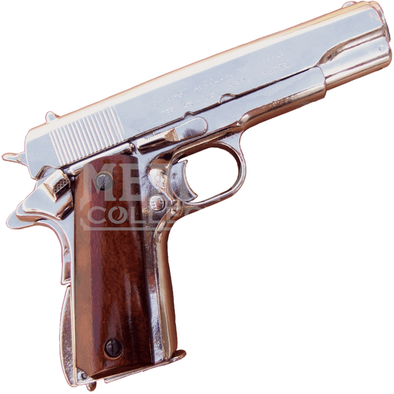 45 Caliber Automatic Pistol Nickel Finish - Handgun (778x778), Png Download