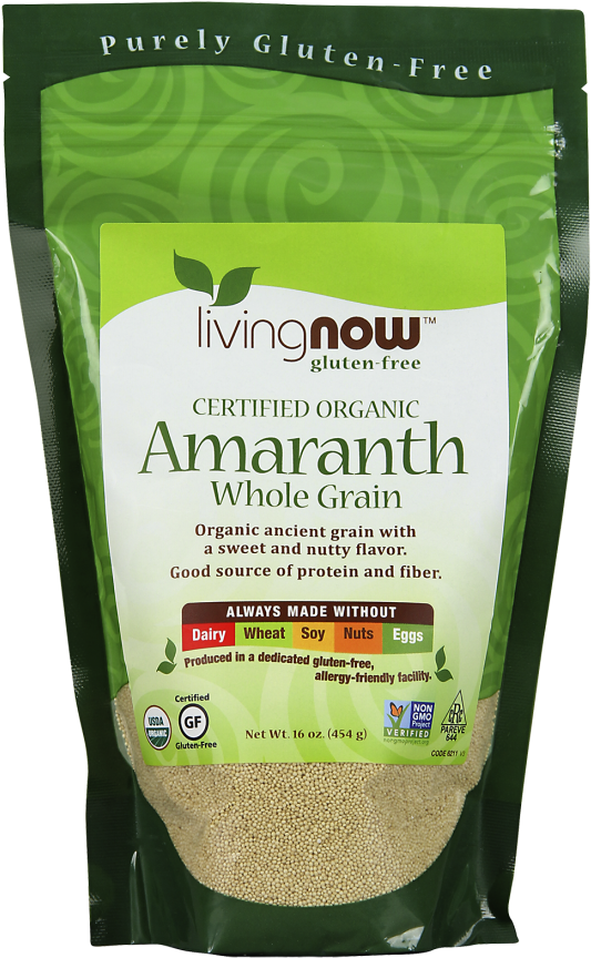 Amaranth Grain, Organic - Now Foods Amaranth Grain - 1 Lb (553x880), Png Download