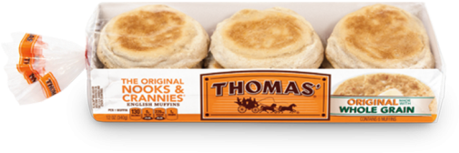 Thomas Original Made With Whole Grains English Muffins - English Muffin Whole Grain (515x515), Png Download