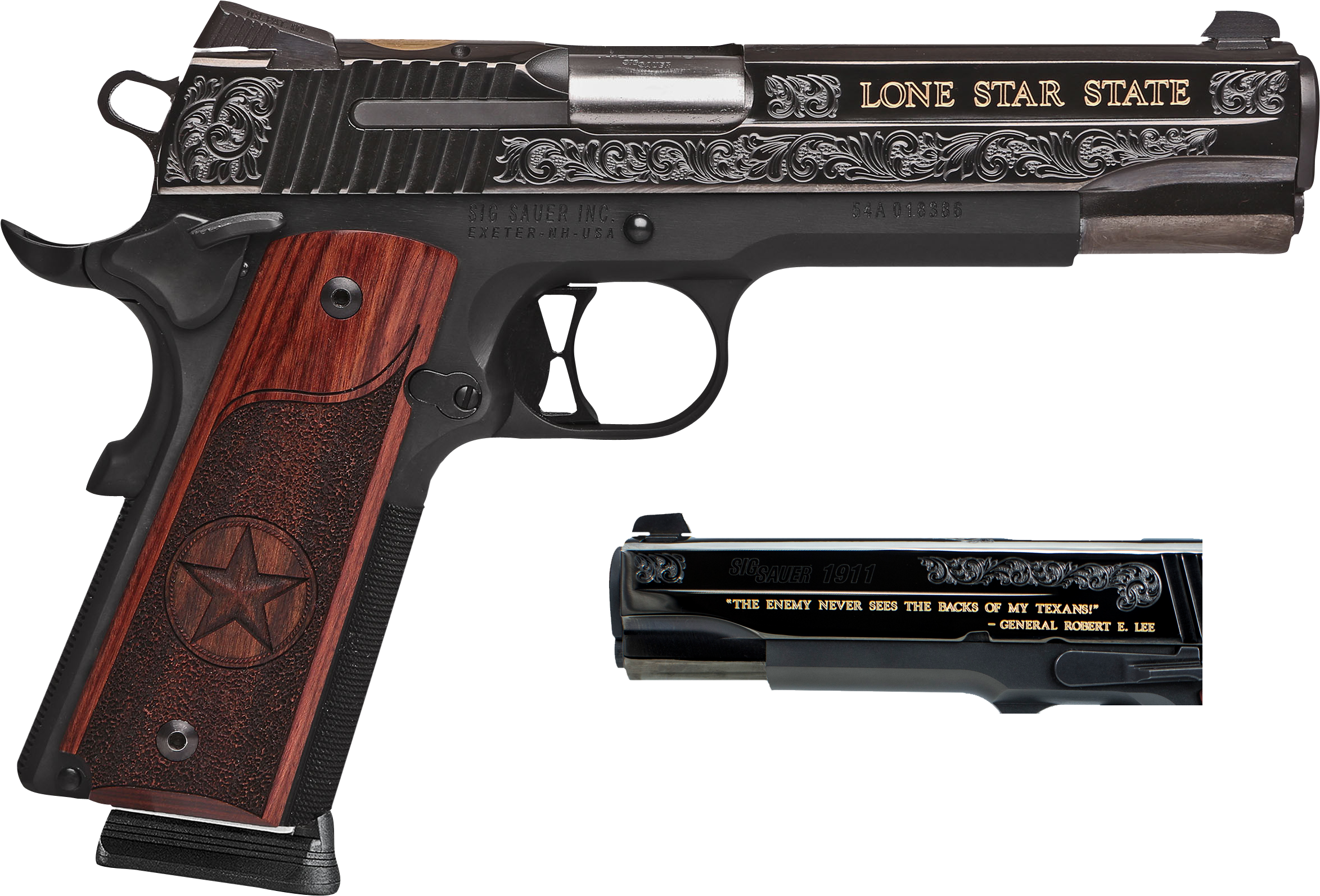 Sig 191145txg 1911 45 Eng Tex Gold Grp - Sig Sauer 1911 Texas Gold (2494x1712), Png Download