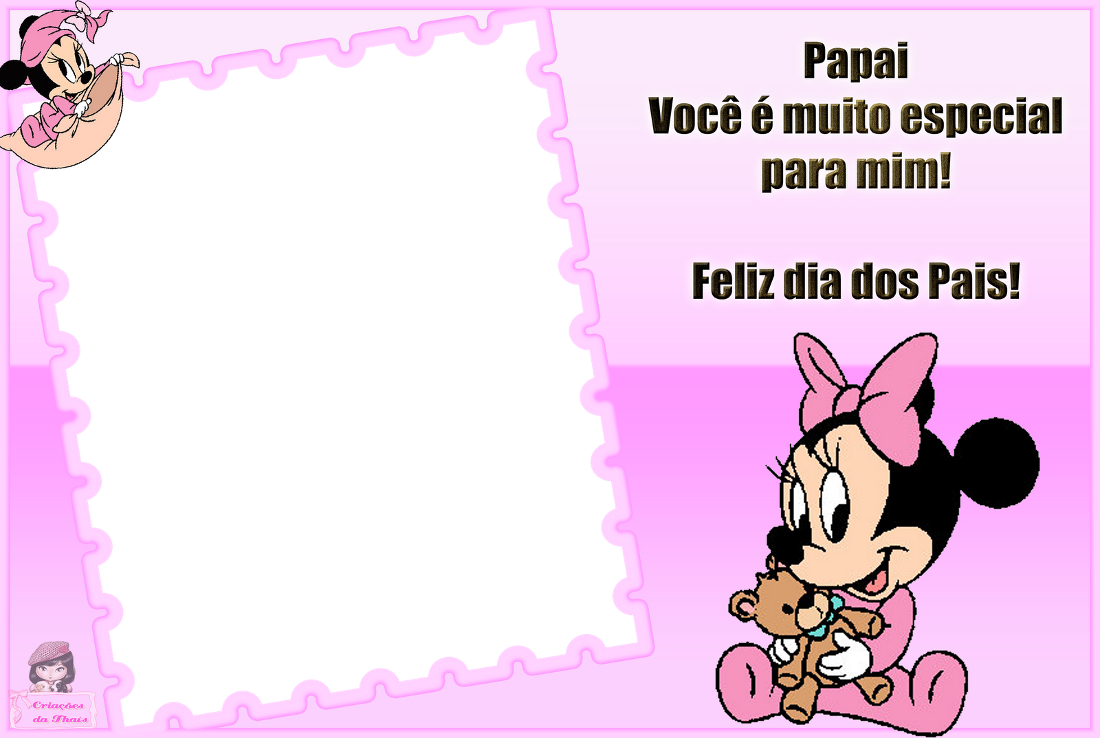Molduras Para Fotos Dia Dos Pais - Minnie Baby (1600x1074), Png Download