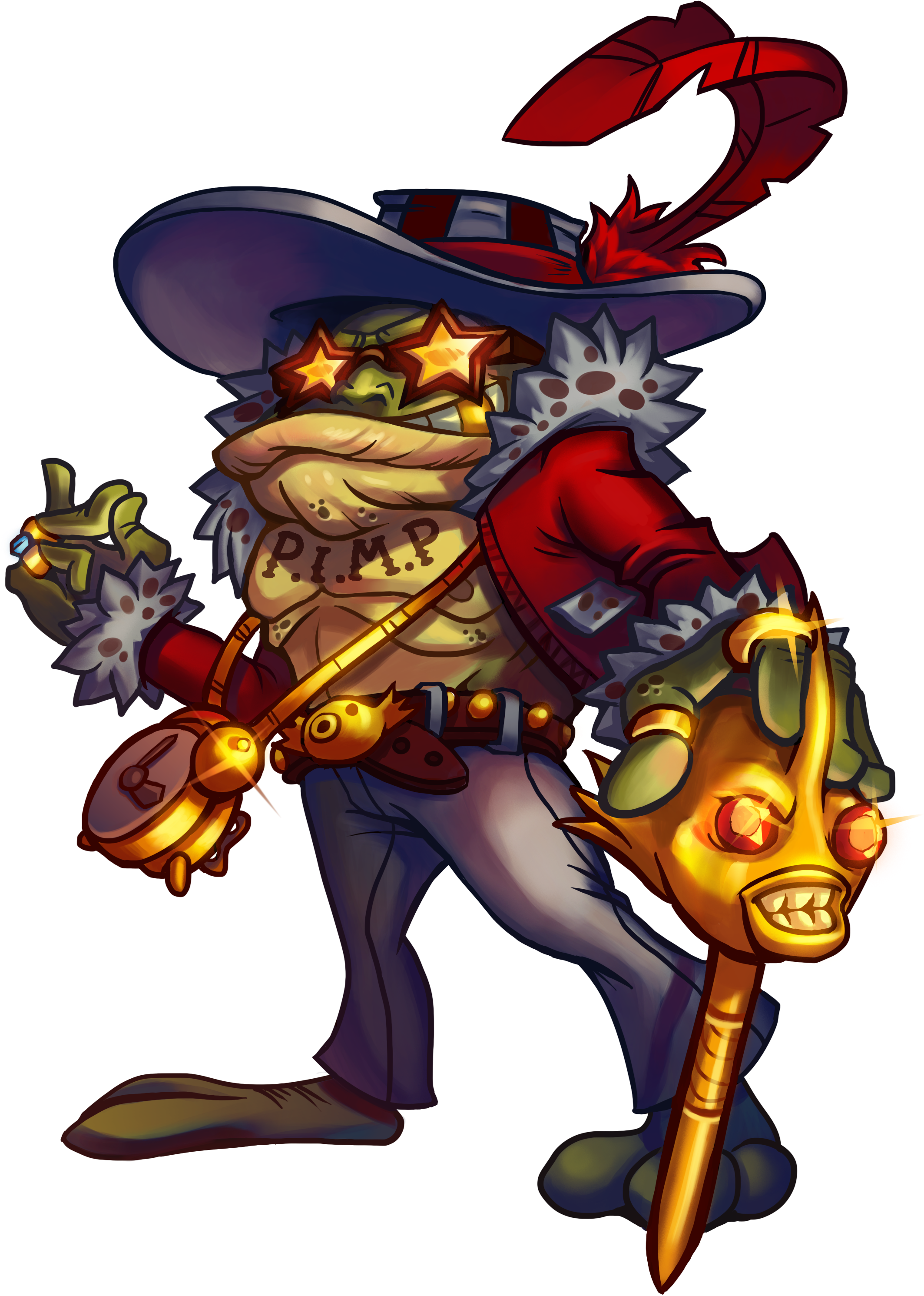 Characterrender Froggy Skin Pimp Redbg - Awesomenauts Froggy G (2472x3508), Png Download