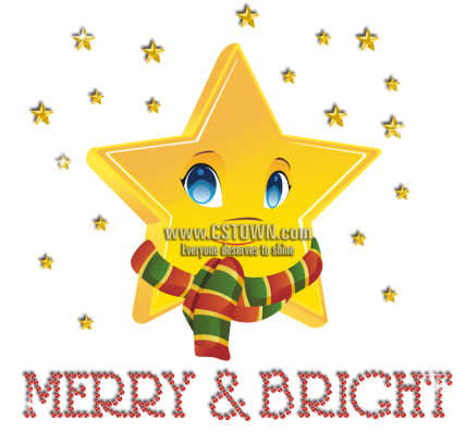 Cute Christmas Bright Star Iron-on Rhinestone Heat (450x450), Png Download