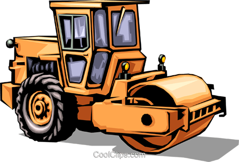Steam Roller Royalty Free Vector Clip Art Illustration - Steam Roller Construction Vehicle (480x325), Png Download