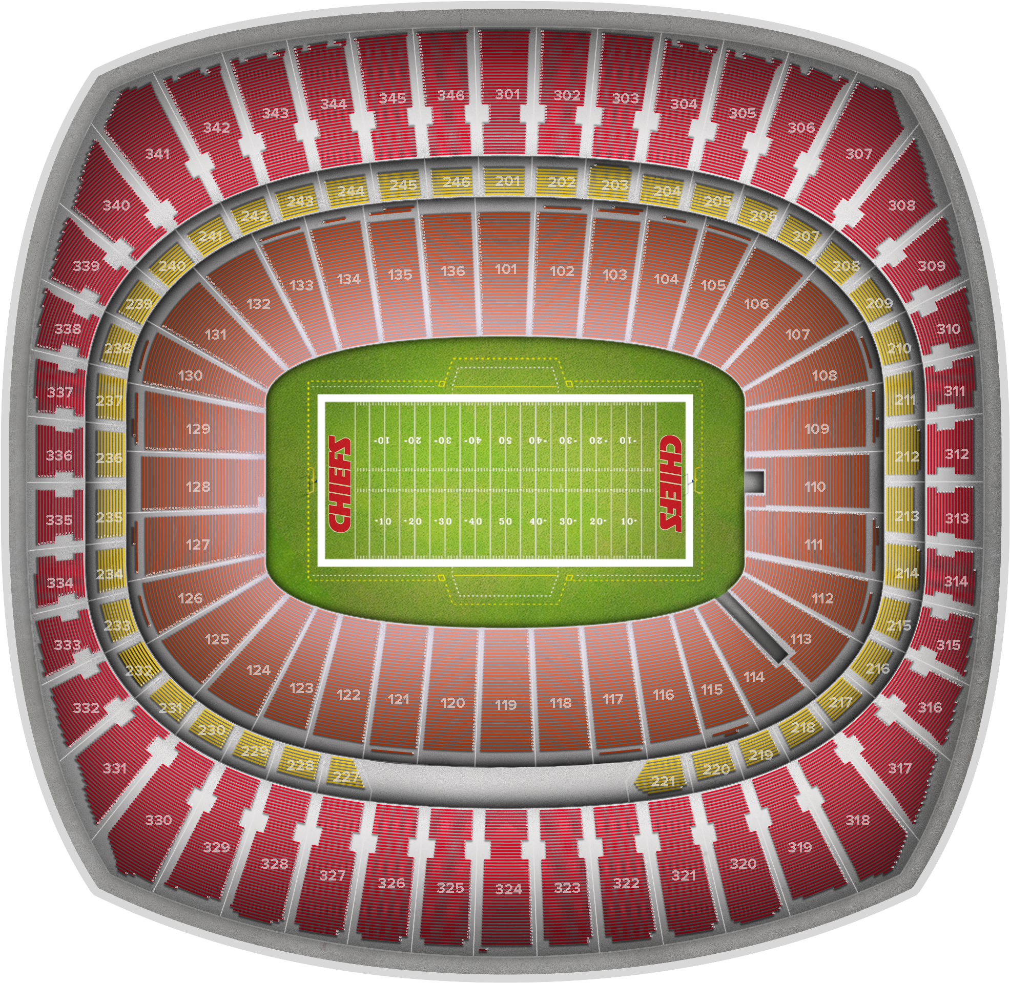 Arizona Cardinals At Kansas City Chiefs At Arrowhead - Arrowhead Stadium Section 129 Row 32 (2560x1936), Png Download