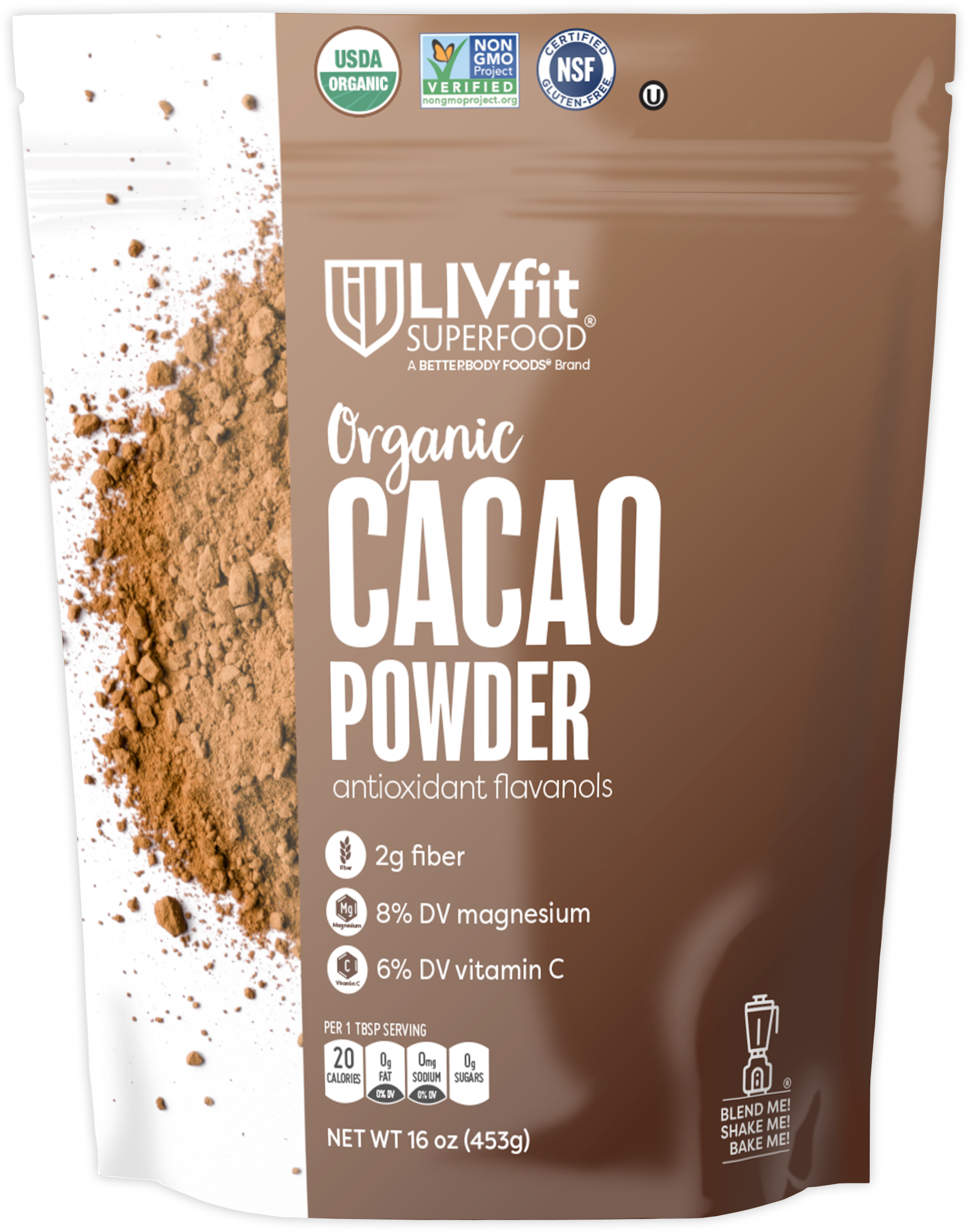 Betterbody Foods Livfit Superfood Organic Cacao Powder, - Betterbody Foods Sunfood Super Foods Organic Chocolate (2100x2400), Png Download