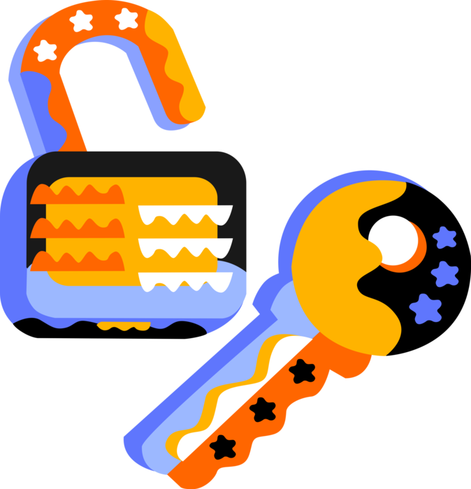 Vector Illustration Of Security Key And Padlock Lock (674x700), Png Download