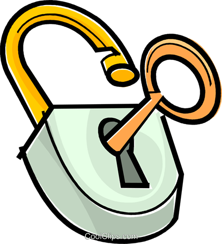 Lock And Key Royalty Free Vector Clip Art Illustration - Lock And Key Clipart (437x480), Png Download