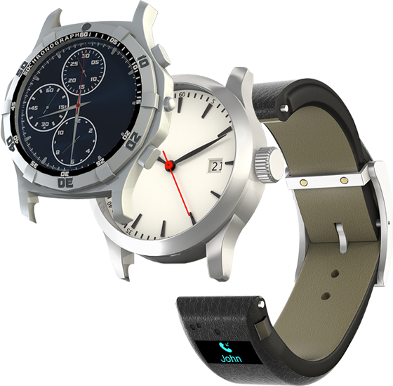 Connected Watch Strap Designed To Attach To Any Watch - Bracelet Connecté Pour Montre Classique (560x549), Png Download