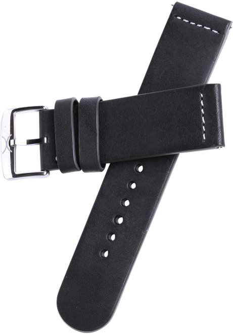 Xeric 22mm Smooth Black Leather Strap With Navy Backing - Strap (461x659), Png Download