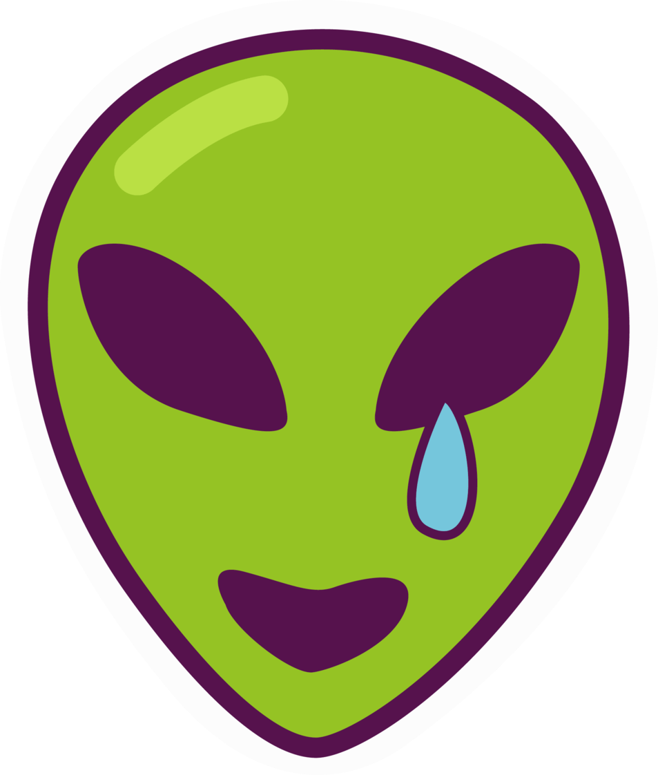 Crying Alien - Rainbow Shops (953x1122), Png Download