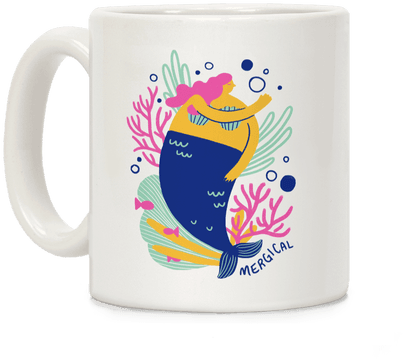 Mergical Mermaid - Cape Shore Coastal Tropical Mermaid Coffee Latte Mug (484x484), Png Download