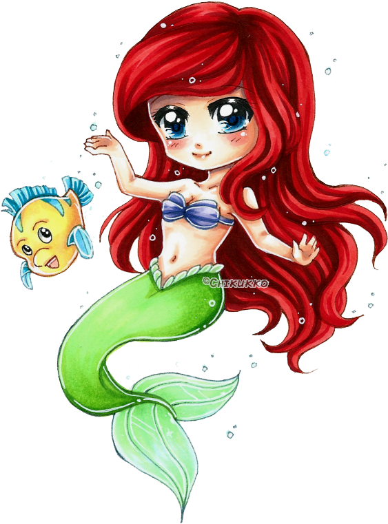 Report Abuse - Red Chibi Mermaid (635x815), Png Download