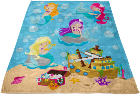 Toddler Blanket - Mermaid Pirate Ship 5'x7'area Rug (480x480), Png Download