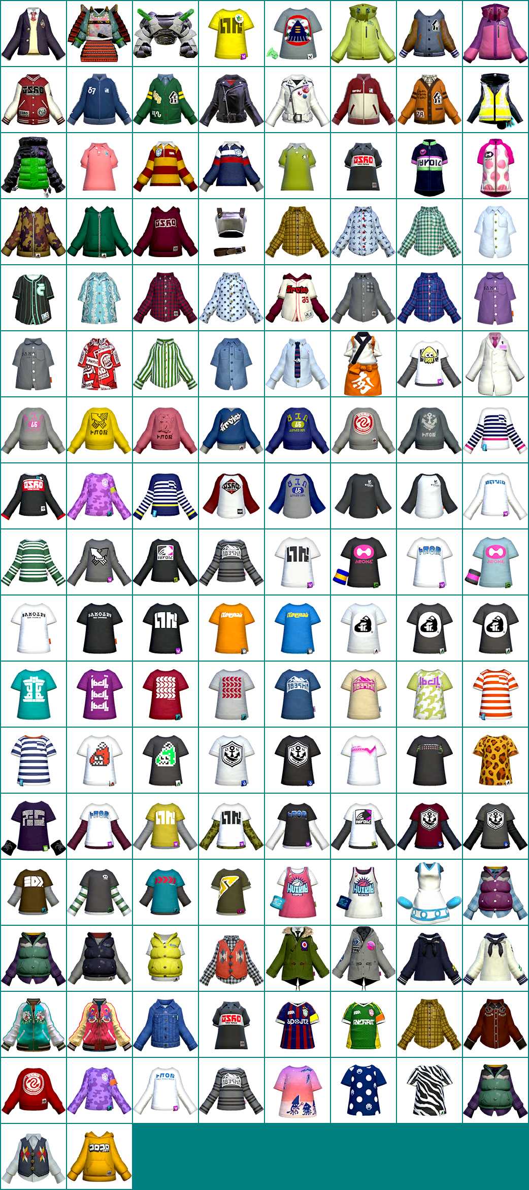 Clothing Icons Video Game Sprites, Splatoon Clothes, - Splatoon In Game Shirt (1042x2342), Png Download
