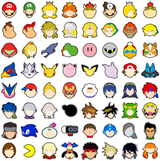 Every Smash Fighter Icon From The Website Put Together - Pick Your Fighter Smash (600x600), Png Download