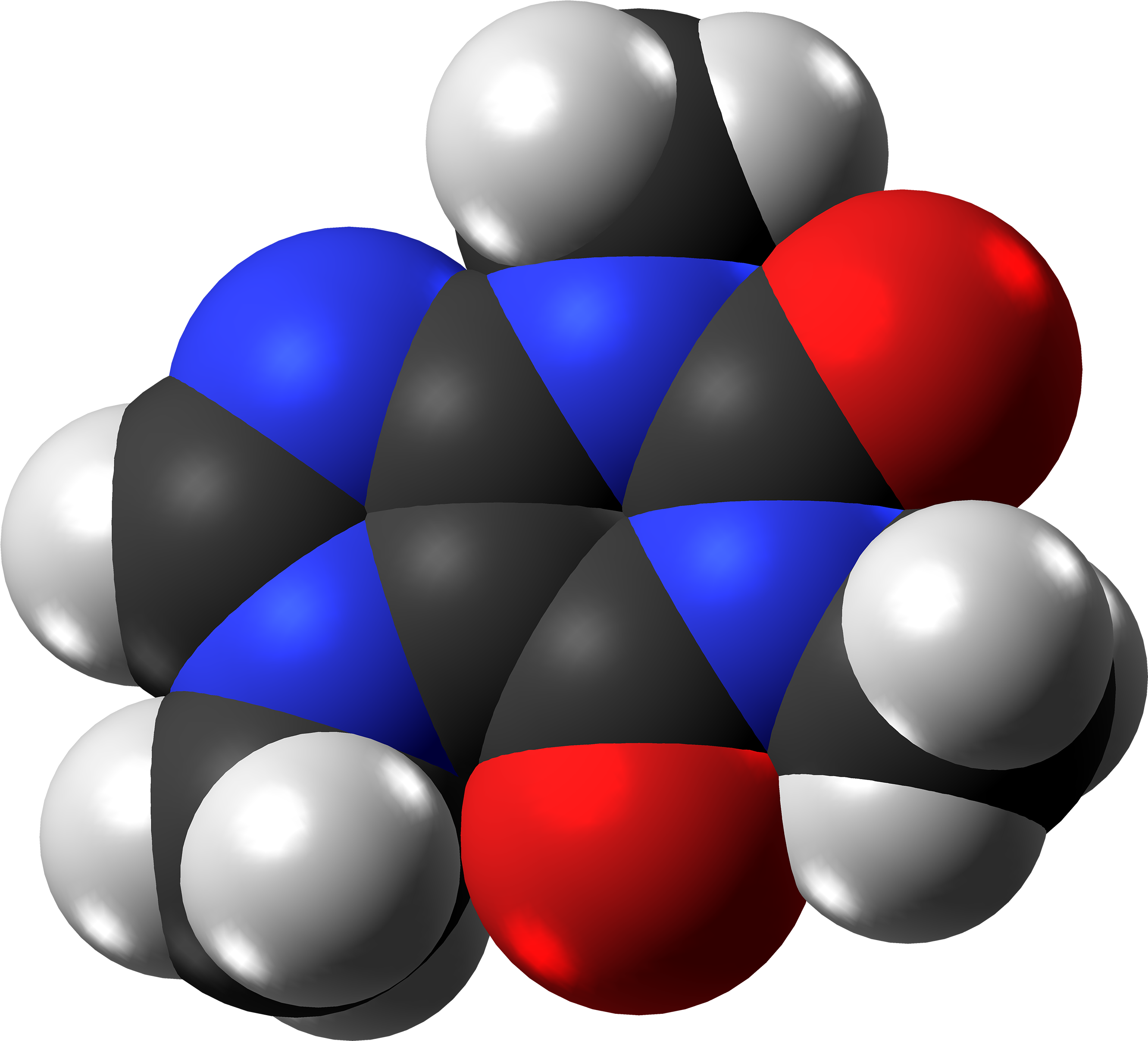 Caffeine Molecule Spacefill From Xtal - Graphic Design (3000x2751), Png Download