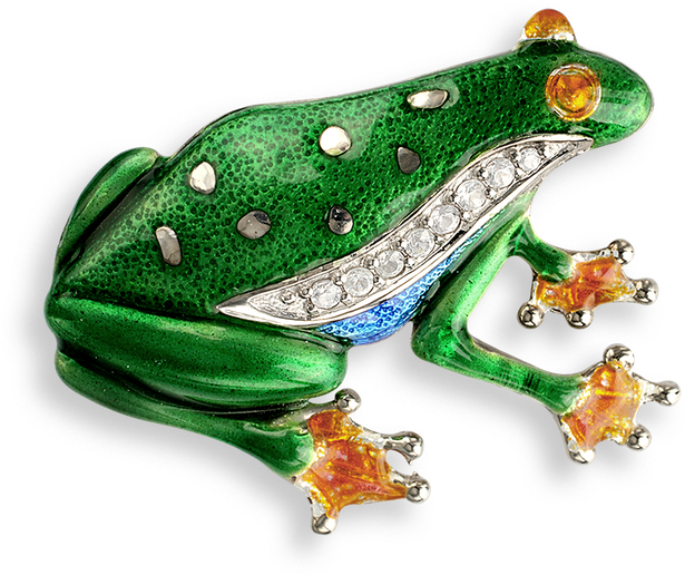 Nicole Barr Designs Sterling Silver Brooch Frog Green - Brooch (800x800), Png Download